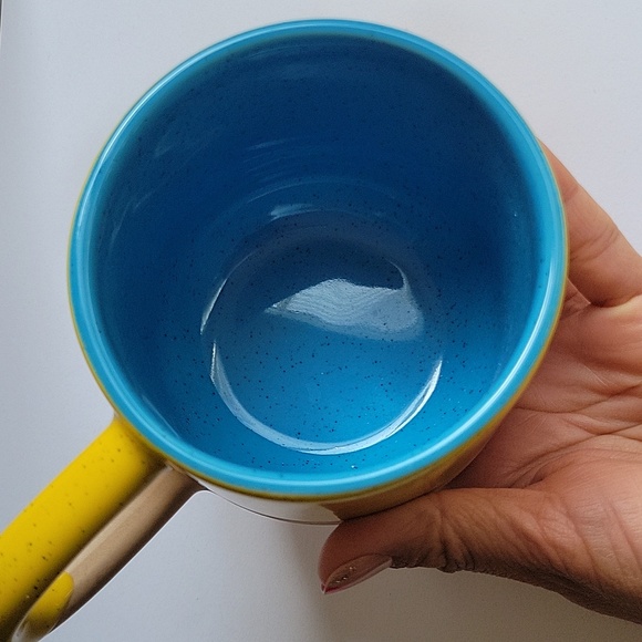 STARBUCKS Terra Cotta 2018, Yellow Blue Long Handle, Coffee Mug 12oz - Picture 6 of 9
